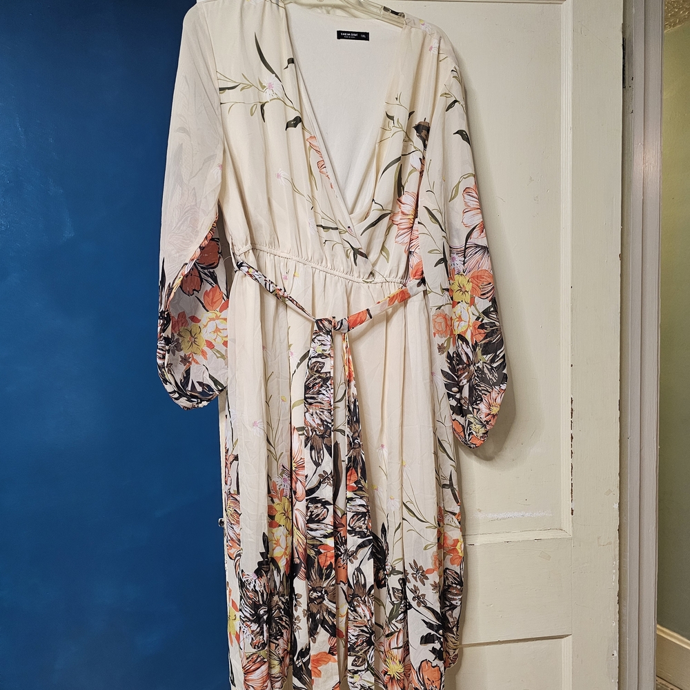 Floral Wrap Dress with Long Sleeves